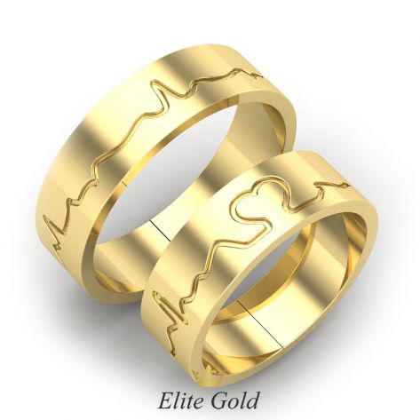 обручальные кольца Heartbeat в желтом золоте 585