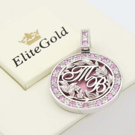 в белом золоте с розовыми и белыми сапфирами