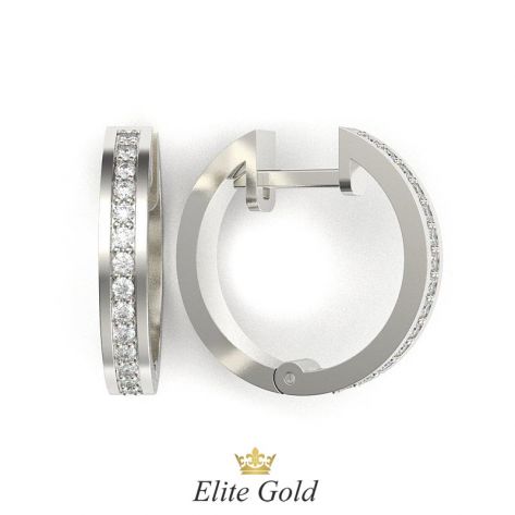 серьги-кольца Emerence с белыми камнями в белом золоте