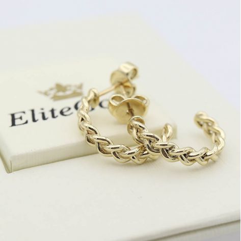 Эксклюзивные серьги-кольца Tress с плетеным узором