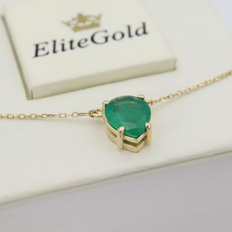 Авторское колье Soraya с тонкой цепочкой и большим камнем в центре