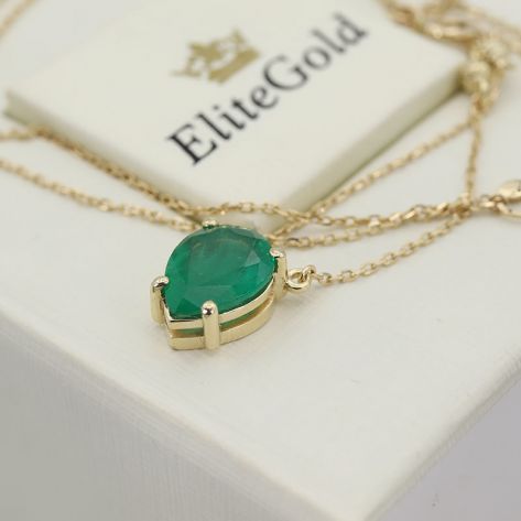 Авторское колье Soraya с тонкой цепочкой и большим камнем в центре