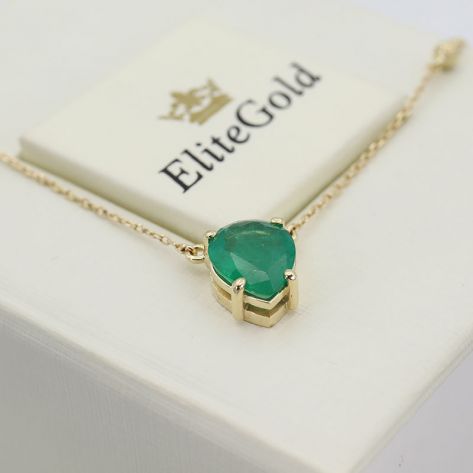 Авторское колье Soraya с тонкой цепочкой и большим камнем в центре