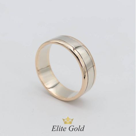 Авторское обручальное кольцо Berta в комбинированном золоте без камней