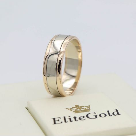 Авторское обручальное кольцо Berta в комбинированном золоте без камней