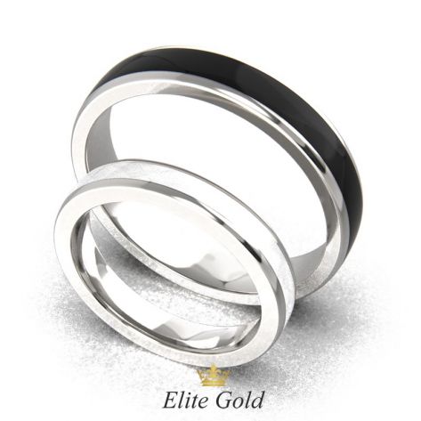 обручальные кольца Pallas с белой и черной эмалью