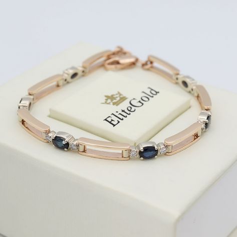 Авторский браслет Lea с камнями в комбинированном золоте