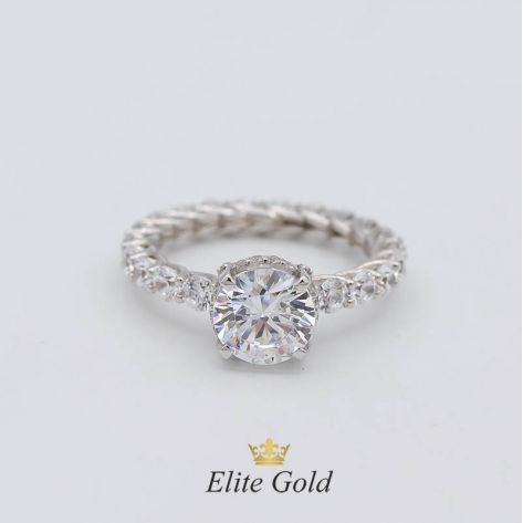 Авторское кольцо для помолвки Vintage Chic, усыпанное камнями по всей окружности