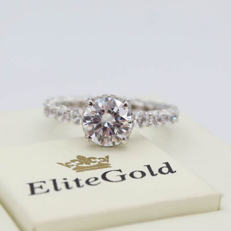 Авторское кольцо для помолвки Vintage Chic, усыпанное камнями по всей окружности