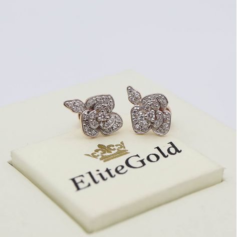 серьги Eden Rose в белом и красном золоте