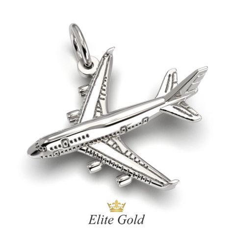подвеска Traveler в виде самолета в белом золоте