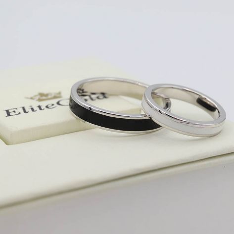 Лаконичные обручальные кольца Pallas с полоской эмали в центре