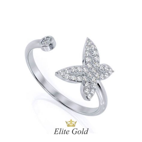 Авторское открытое кольцо Butterfly c бабочкой, покрытой камнями