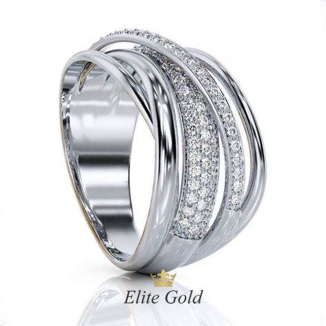 Авторское кольцо Wave с россыпью камней по диагонали