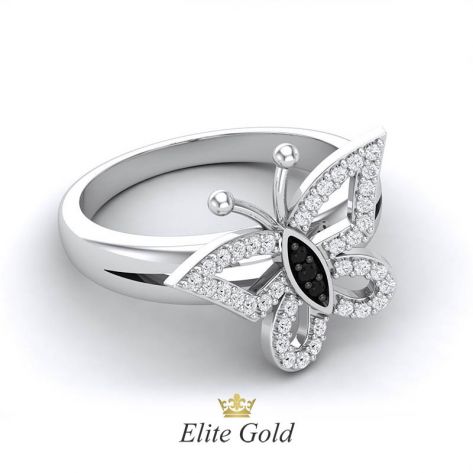Дизайнерское кольцо Бабочка в камнях