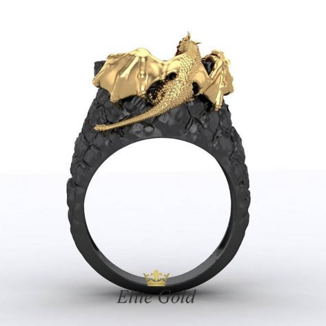 Фантазийный перстень Dragon Tower с рельефными деталями и крупным камнем