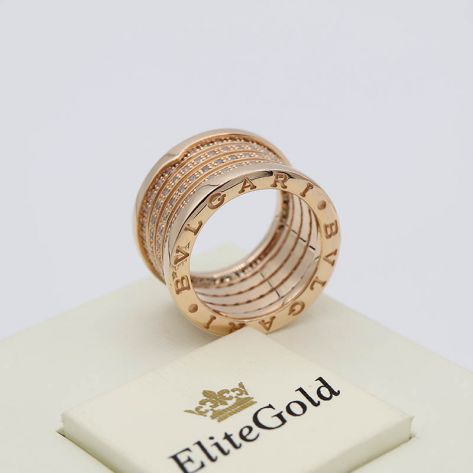 Кольцо в стиле BVLGARI ZERO, усыпанное камнями по спирали