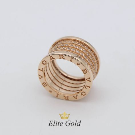 Кольцо в стиле BVLGARI ZERO, усыпанное камнями по спирали