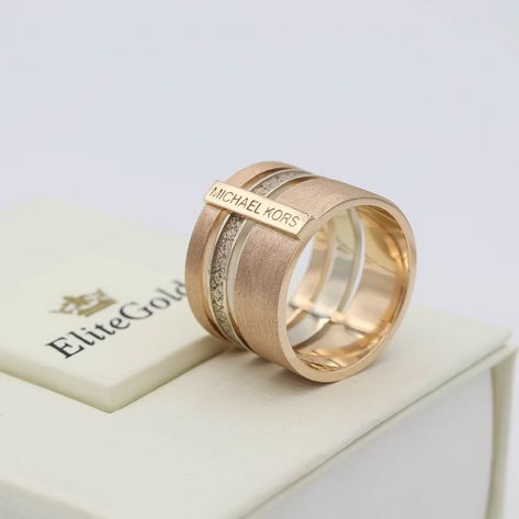 Авторское широкое кольцо Romana с рельефной текстурой и матированием