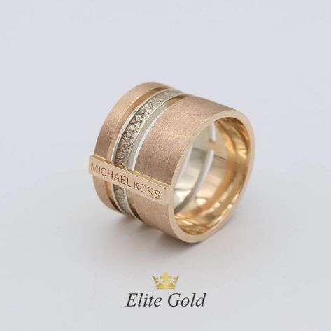 Авторское широкое кольцо Romana с рельефной текстурой и матированием