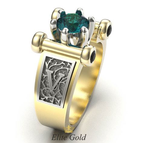 перстень Segreto в лимонном и белом золоте - вид слева