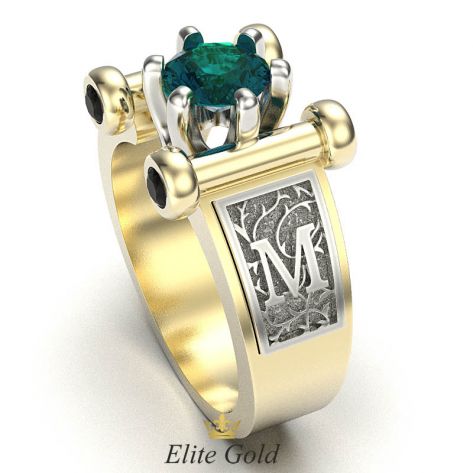 перстень Segreto в лимонном и белом золоте - вид справа