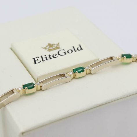 Авторский браслет Lea с камнями в комбинированном золоте