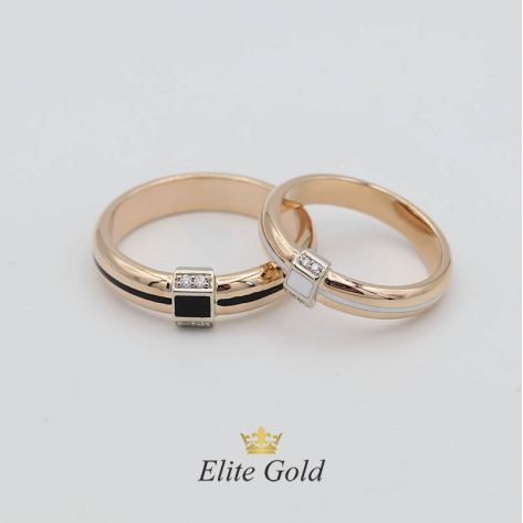 Авторские обручальные кольца Adelante с ювелирной эмалью, необычной формы