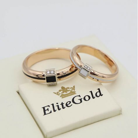 Авторские обручальные кольца Adelante с ювелирной эмалью, необычной формы