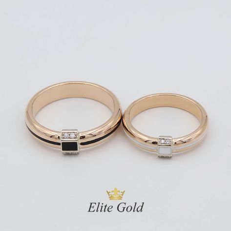 Авторские обручальные кольца Adelante с ювелирной эмалью, необычной формы