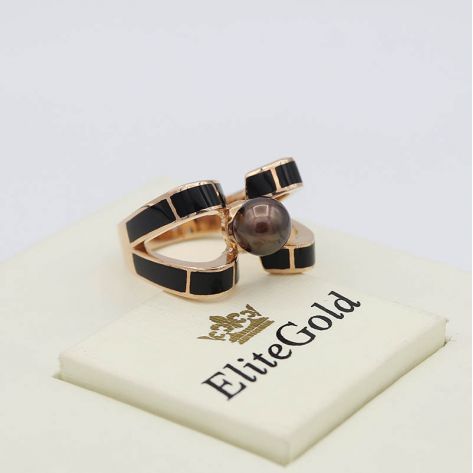 Авторское женское кольцо Perla Nera с жемчужиной в центре
