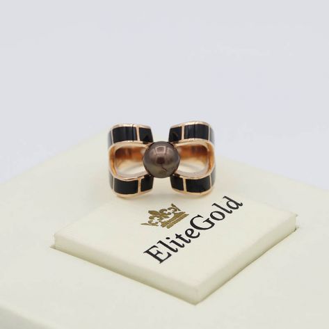 Авторское женское кольцо Perla Nera с жемчужиной в центре