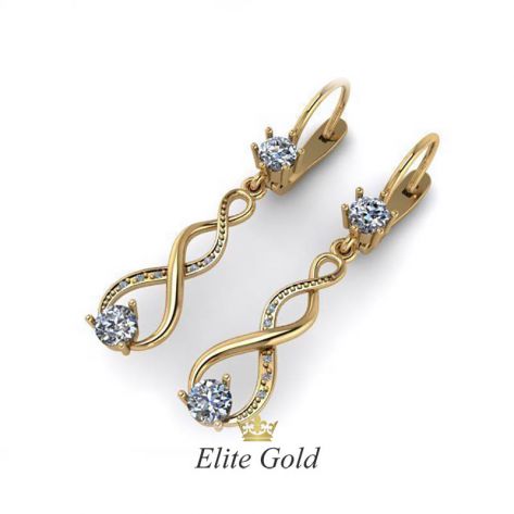 Авторские длинные серьги Blake с камнями сверху и снизу