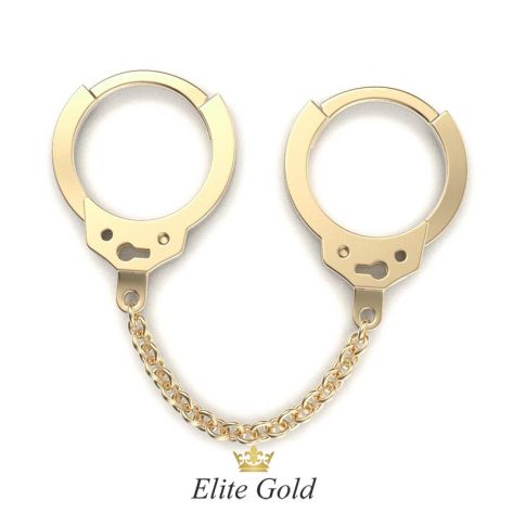 сдвоенные сережки Cuffs с цепочкой в желтом золоте