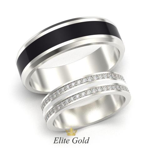 кольца Ariela в белом золоте с черной и белой эмалью