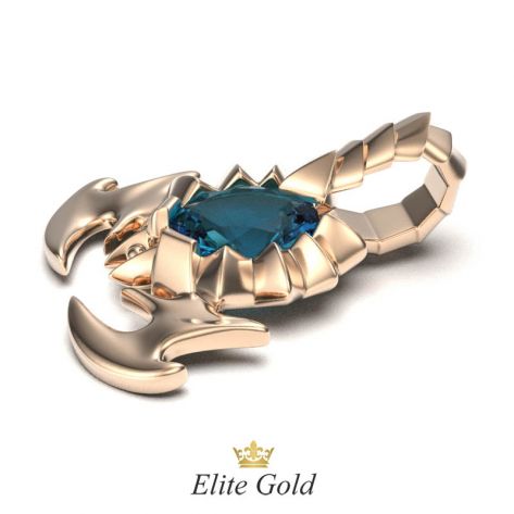 кулон в виде скорпиона в красном золоте - вид сбоку