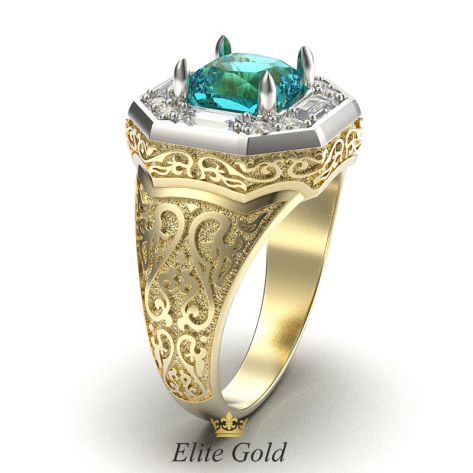 кольцо Calypso в белом и лимонном золоте - вид сбоку