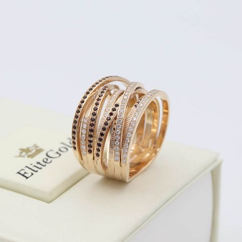 Авторское кольцо Caprice с россыпью камней по ширине