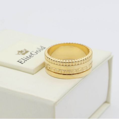 Обручальное рельефное кольцо Quatre XL без камней