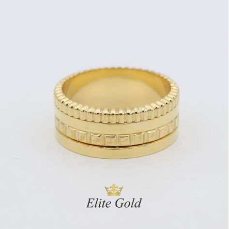 Обручальное рельефное кольцо Quatre XL без камней