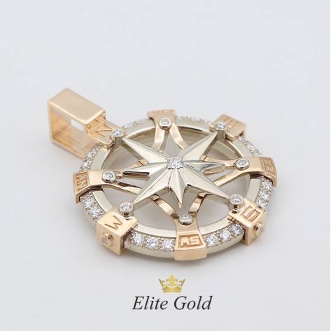 Эксклюзивный крупный кулон Роза Ветров с россыпью камней