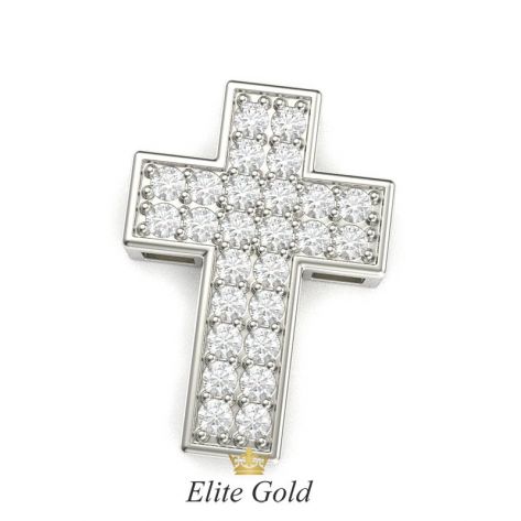 крест Sparkle с россыпью камней в белом золоте