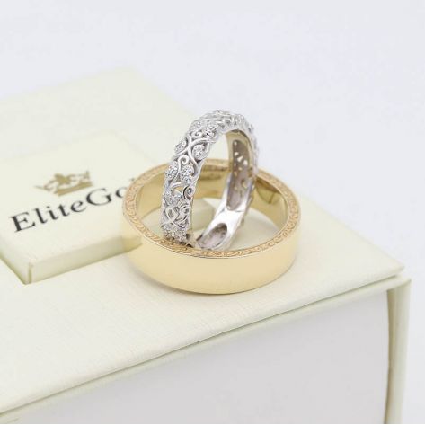 кольца Ника в белом и лимонном золоте 585