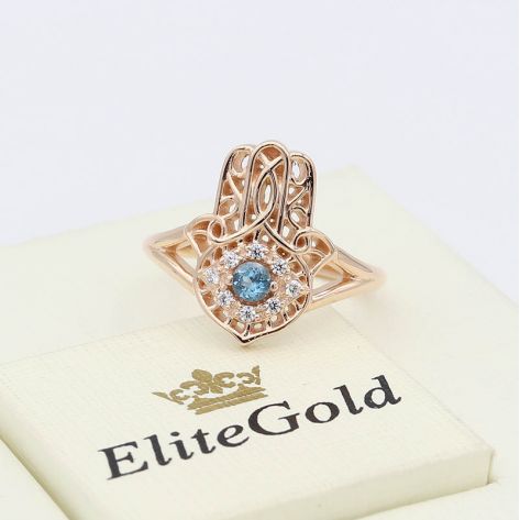 кольцо-амулет Хамса в красном золоте