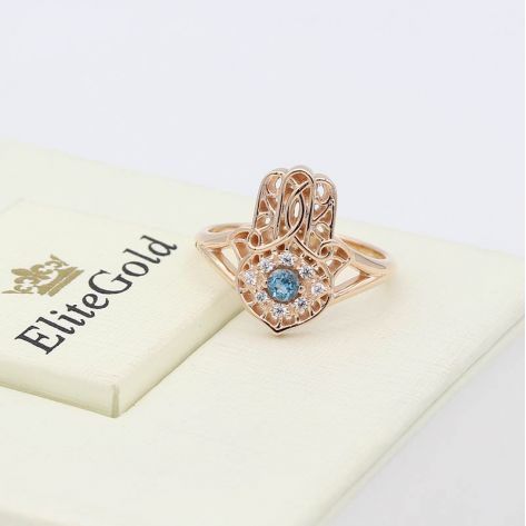 кольцо-амулет Хамса в красном золоте