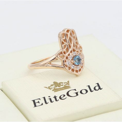 кольцо-амулет Хамса в красном золоте