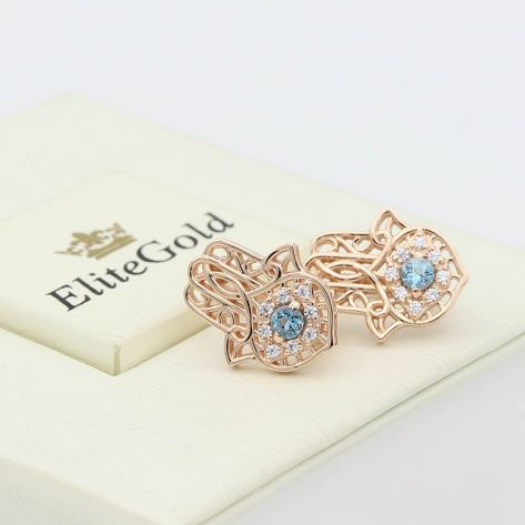 женские серьги Хамса в красном золоте 585