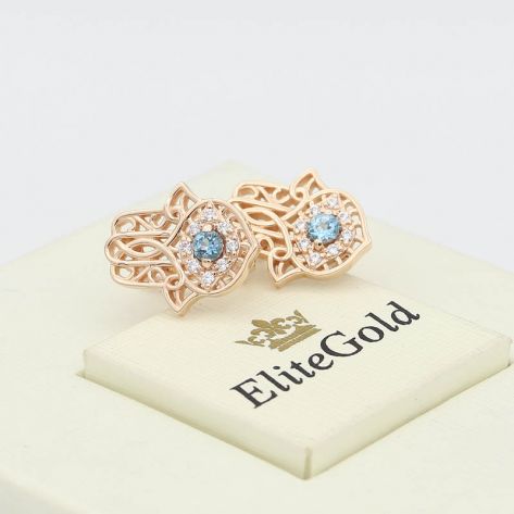 женские серьги Хамса в красном золоте 585