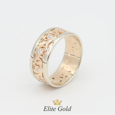 кольцо Nelle в красном золоте с белыми бортиками