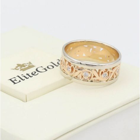 кольцо Nelle в красном золоте с белыми бортиками